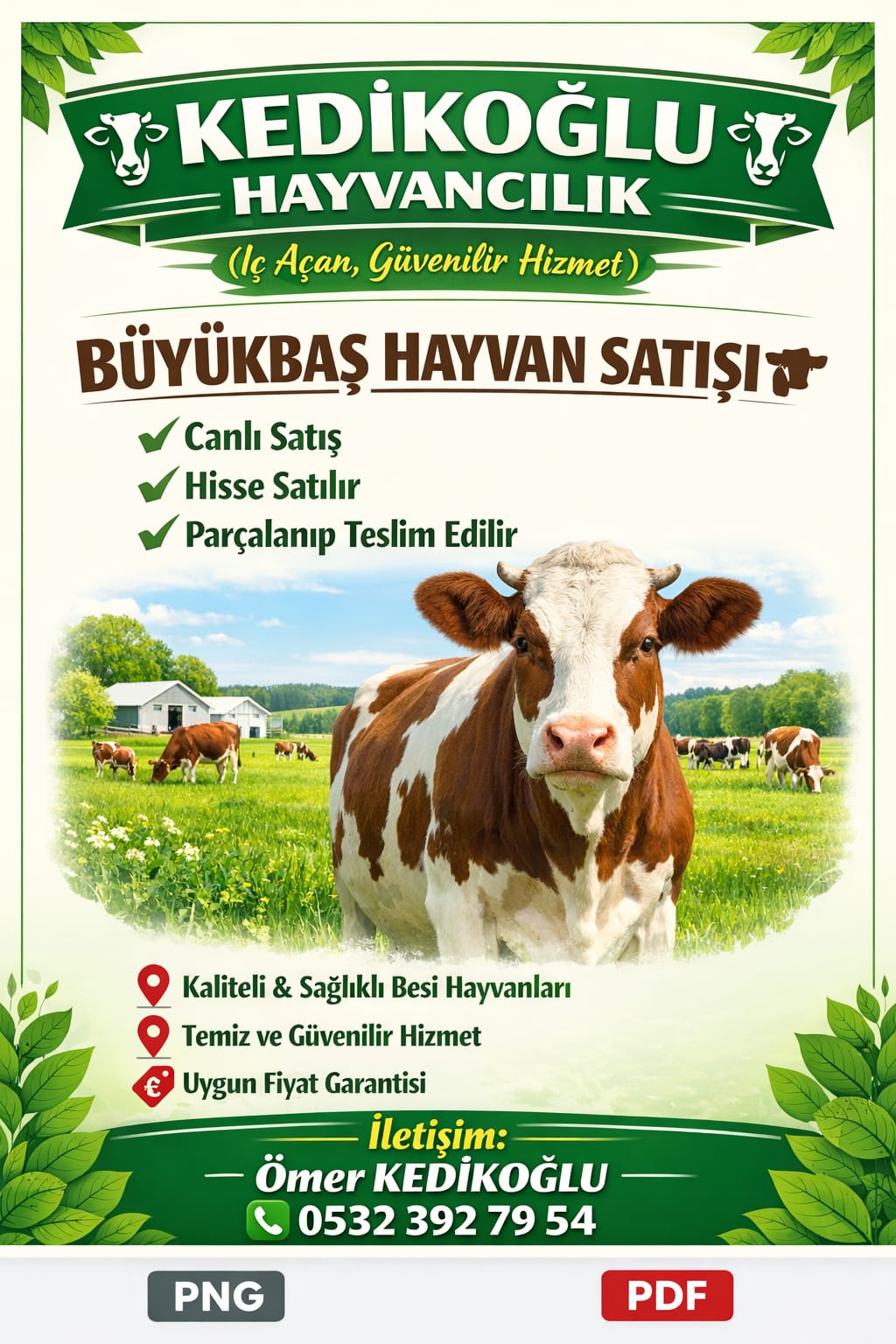 KEDIKOGLU Hayvancılık Canik Samsun büyükbaş hayvan satışı afişi